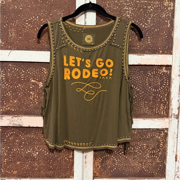 Double D Ranch Tops - Double D Ranch Olive Tank Top Let’s Rodeo